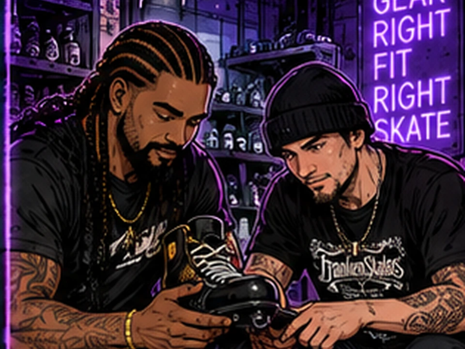 Cam and Michael checking the fit and compatibility of skate components