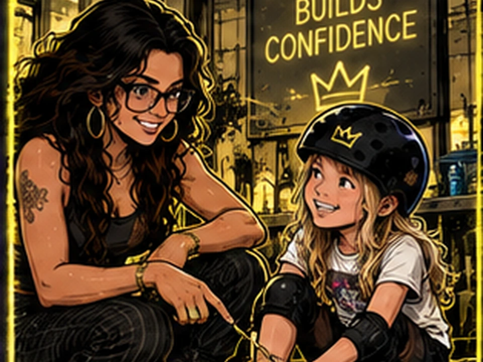 Sarai sharing skate knowledge with Charlotte