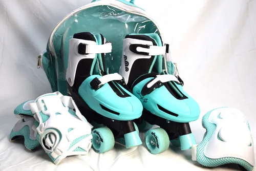 Slightly Used Lenexa Go-Gro Adjustable Skates Combo | White/Teal Youth 3-6